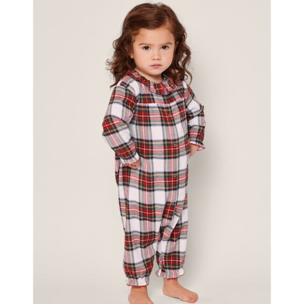 Baby's Brushed Cotton Madeline Romper in Balmoral Tartan